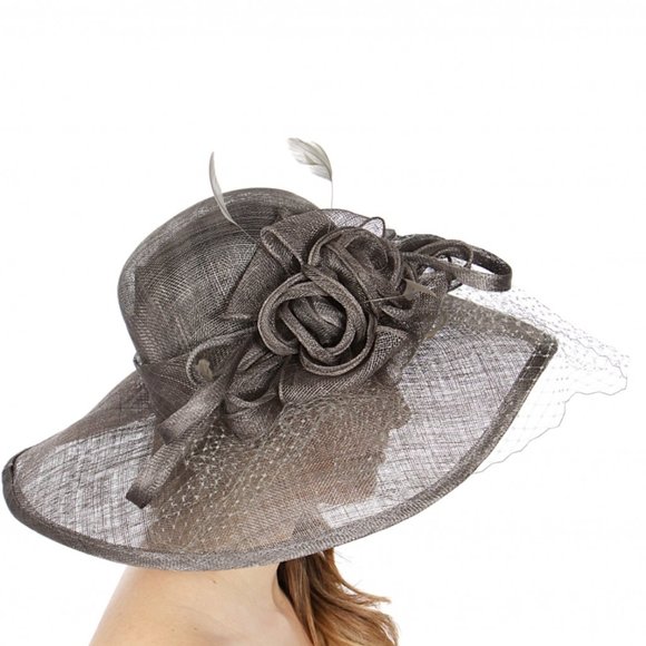 Sinamay netted feathers dress hat